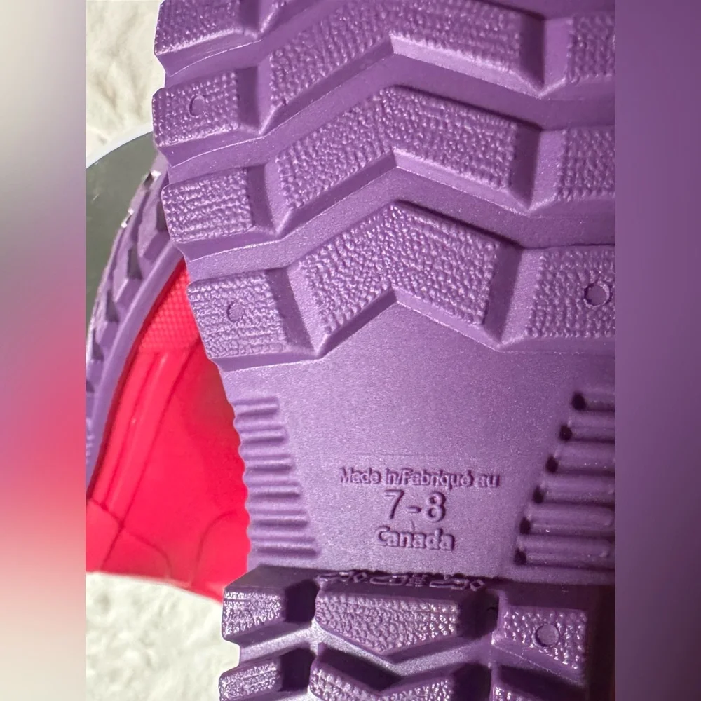 Wonder Nation Kids Bright Pink & Purple Rain Boots, size 7/8, NWT